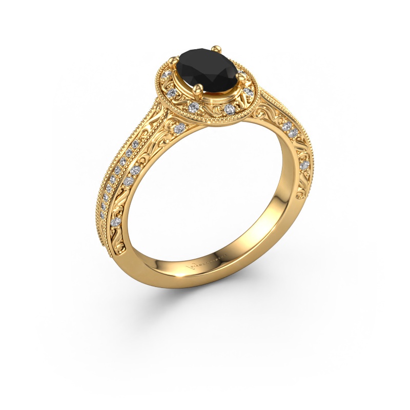 Image de Bague de fiançailles Alice OVL 585 or jaune Diamant noir 1.254 crt