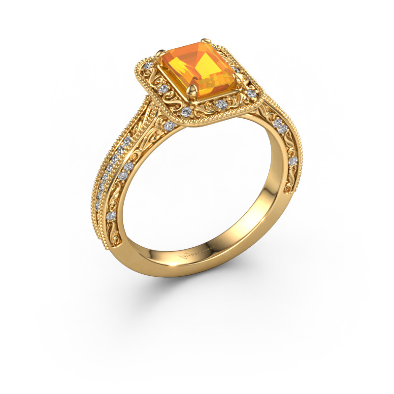 Image of Engagement ring Alice EME 585 gold Citrin 7x5 mm