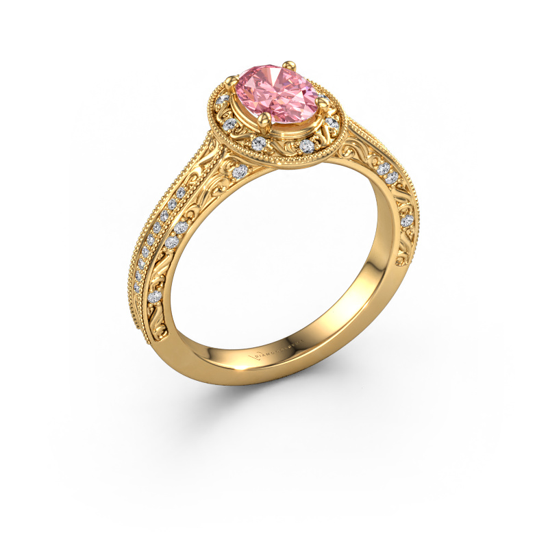 Image of Engagement ring Alice OVL 585 gold Pink lab grown diamond 7x5 mm