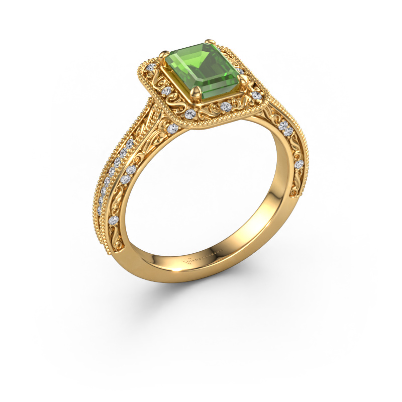 Bild von Verlobungsring Alice EME 585 Gold Turmalin grün 7x5 mm