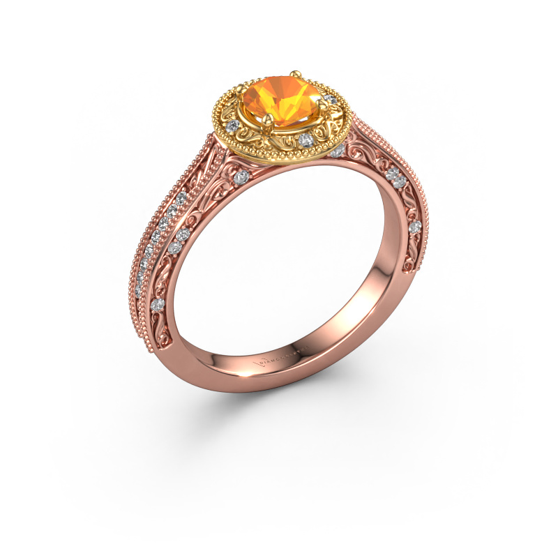 Image de Bague de fiançailles Alice RND 585 or rose Citrine 5 mm