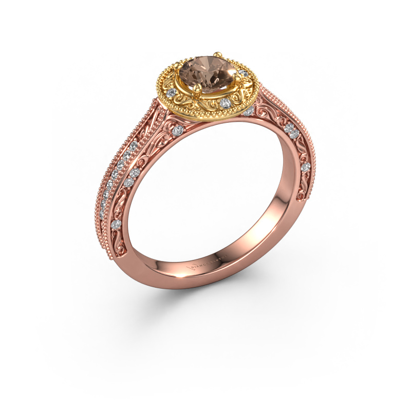 Afbeelding van Verlovings ring Alice RND 585 rosé goud Bruine diamant 0.68 crt