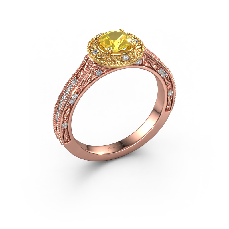 Image de Bague de fiançailles Alice RND 585 or rose Saphir jaune 5 mm