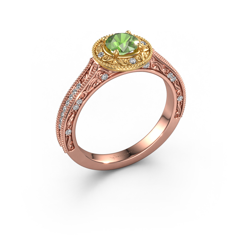 Image of Engagement ring Alice RND 585 rose gold Tourmaline green 5 mm