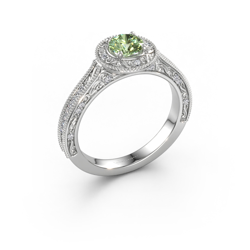 Immagine di Anello di fidanzamento Alice RND 950 platino Diamante lab grown verde 5 mm