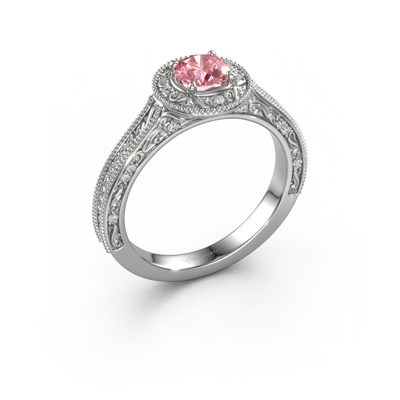 Image of Engagement ring Alice RND 950 platinum Pink lab grown diamond 5 mm