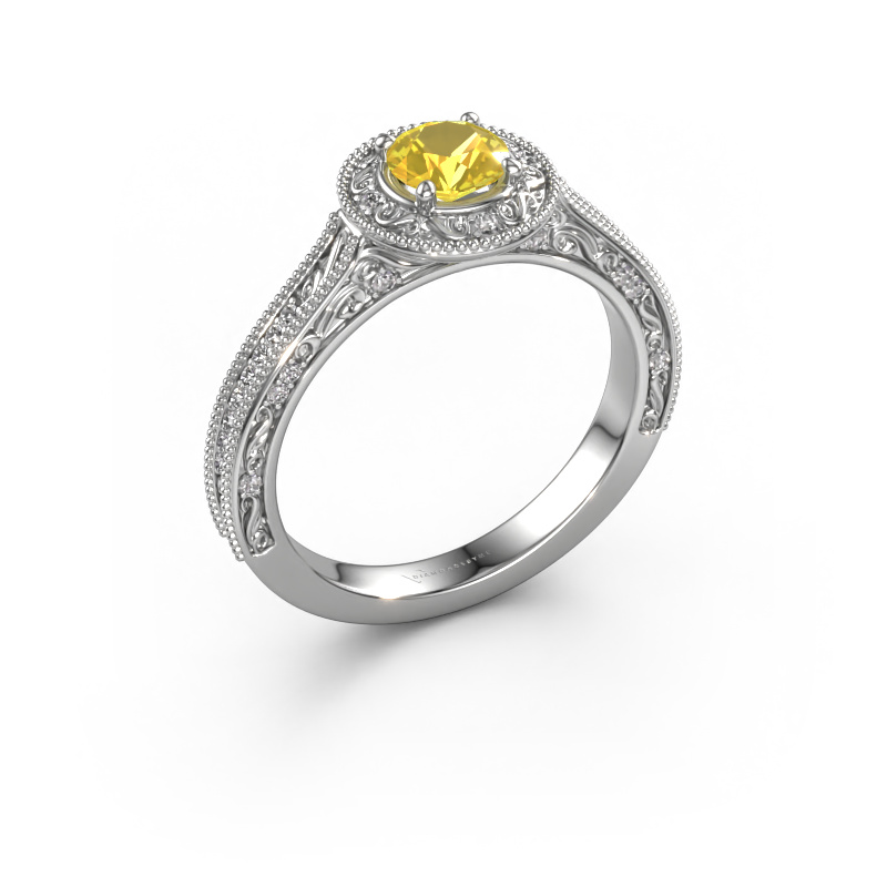 Image of Engagement ring Alice RND 950 platinum Yellow sapphire 5 mm