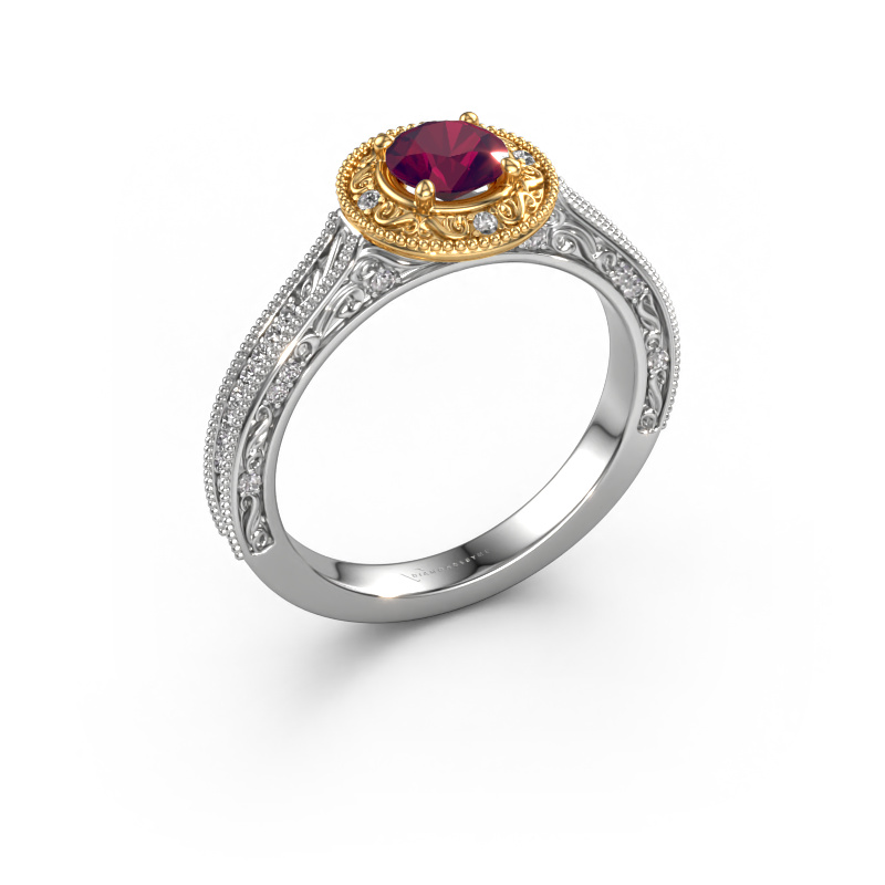 Image de Bague de fiançailles Alice RND 585 or blanc Rhodolite 5 mm
