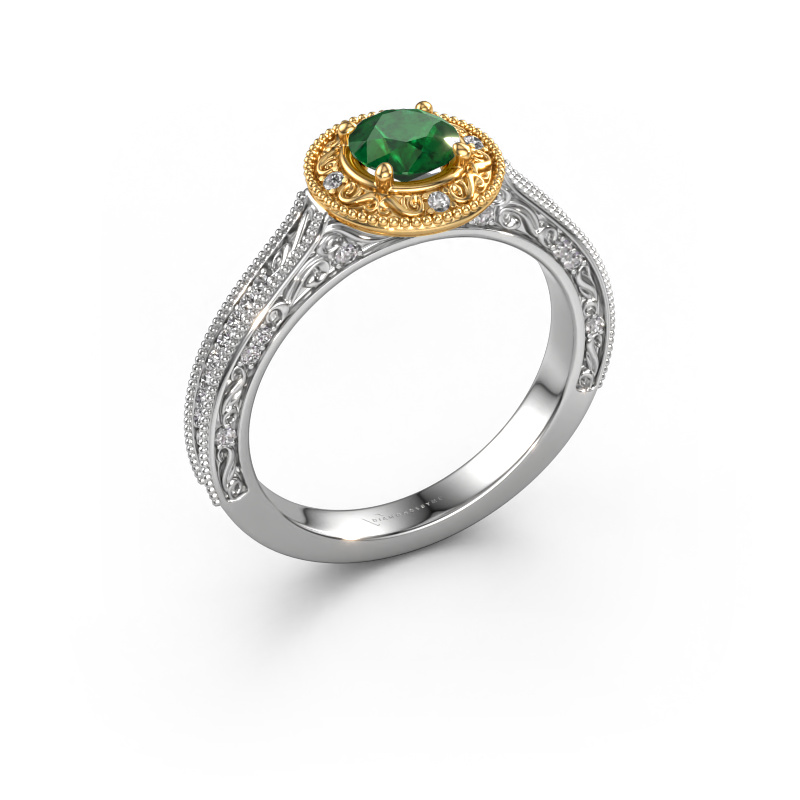Image of Engagement ring Alice RND 585 white gold Emerald 5 mm