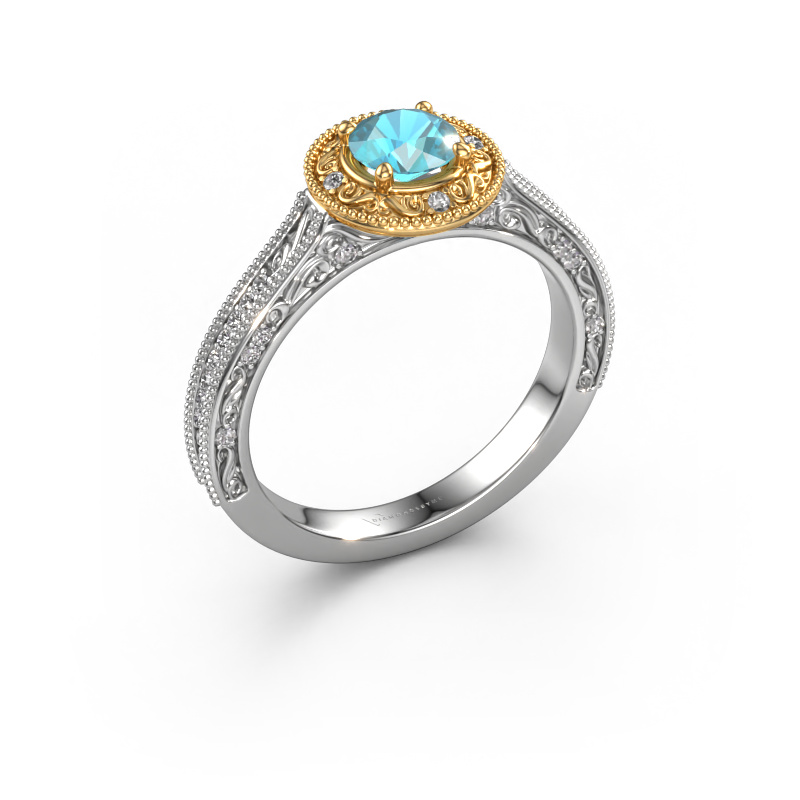 Bild von Verlobungsring Alice RND 585 Weißgold Blau Topas 5 mm