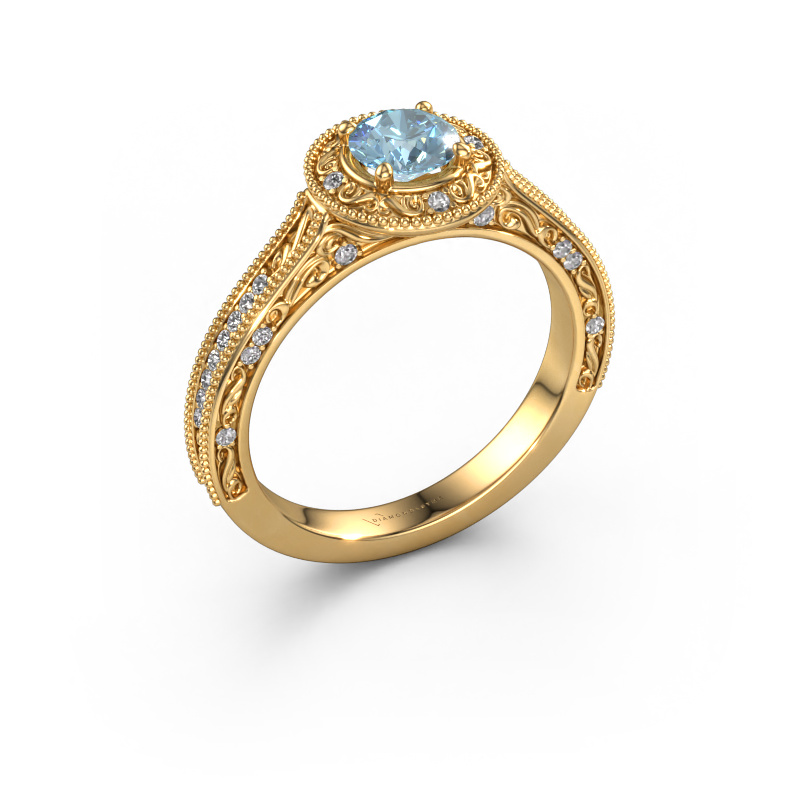 Image of Engagement ring Alice RND 585 gold Blue lab grown diamond 5 mm