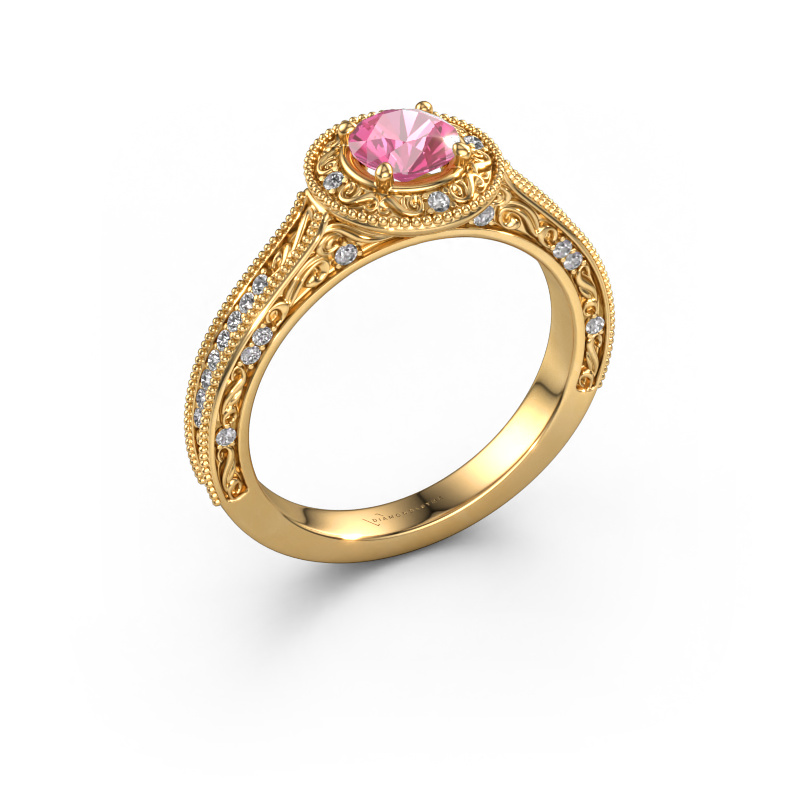 Image de Bague de fiançailles Alice RND 585 or jaune Saphir rose 5 mm