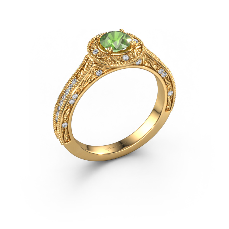 Image de Bague de fiançailles Alice RND 585 or jaune Vert tourmaline 5 mm