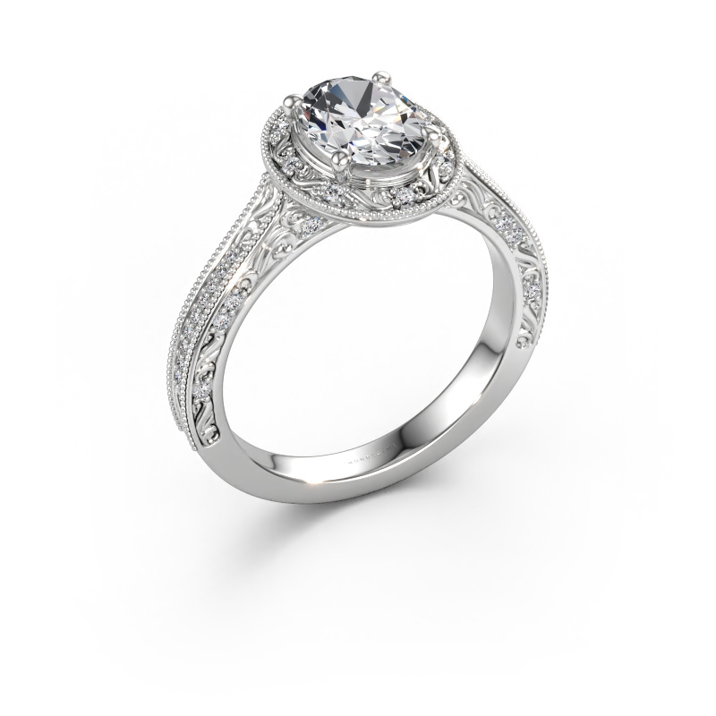 Immagine di Anello di fidanzamento Alice OVL 585 oro bianco Diamante lab grown 1.303 crt