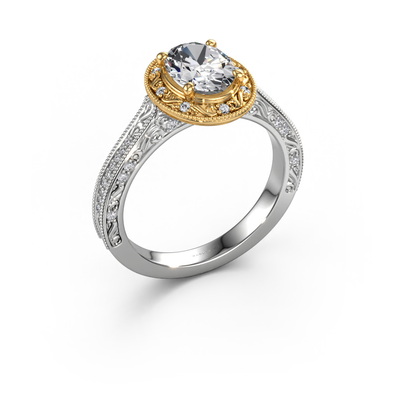 Image de Bague de fiançailles Alice OVL 585 or blanc Diamant synthétique 1.303 crt