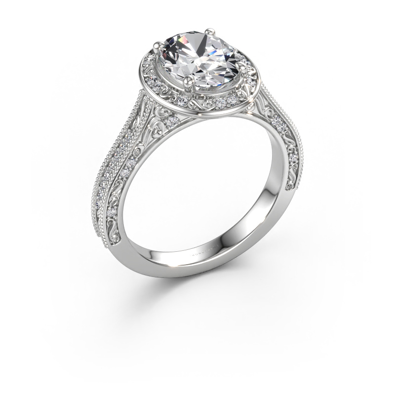 Immagine di Anello di fidanzamento Alice OVL 950 platino Diamante lab grown 2.013 crt