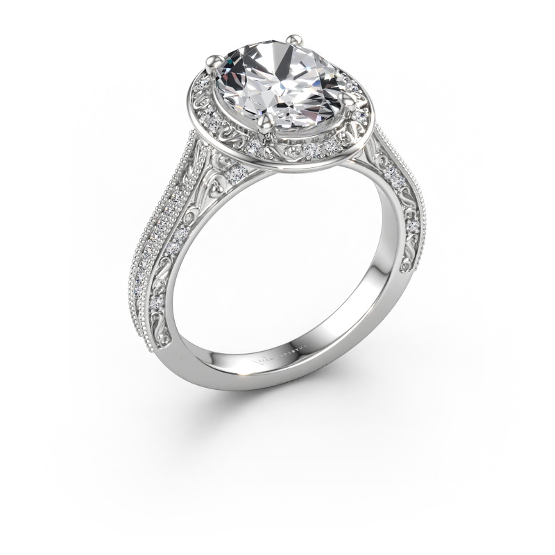 Immagine di Anello di fidanzamento Alice OVL 585 oro bianco Diamante lab grown 2.93 crt