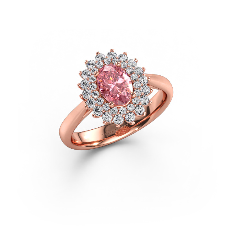 Image of Engagement ring Alina 1 585 rose gold Pink lab grown diamond 7x5 mm