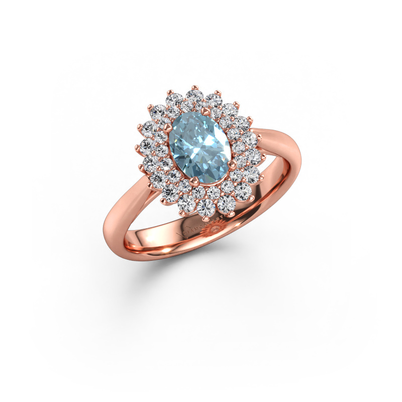 Immagine di Anello di fidanzamento Alina 1 585 oro rosa Diamante lab grown blu 7x5 mm