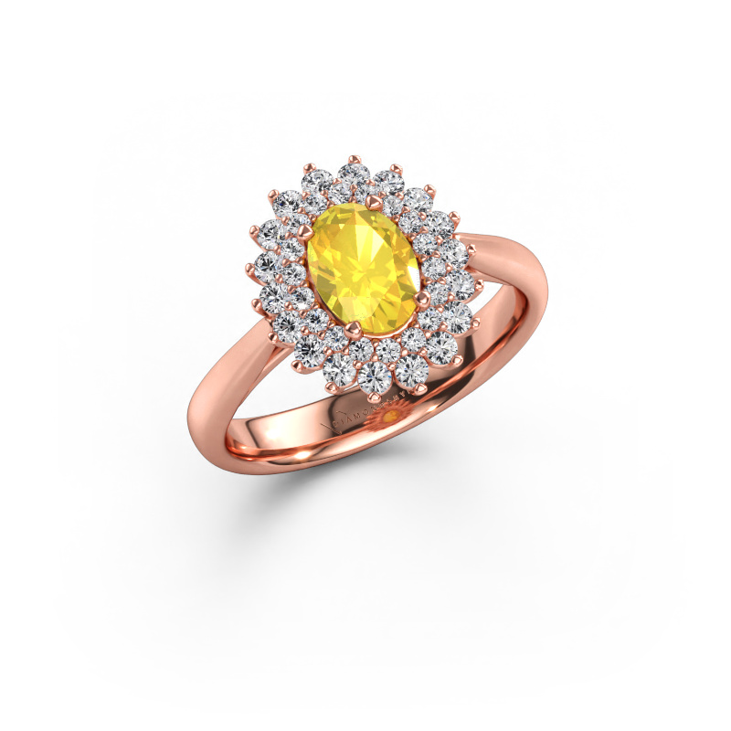 Bild av Förlovningsring Alina 1 585 roséguld Gul safir 7x5 mm