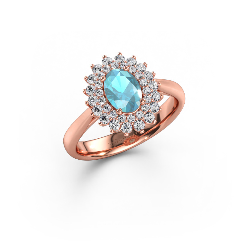 Immagine di Anello di fidanzamento Alina 1 585 oro rosa Topazio blu 7x5 mm