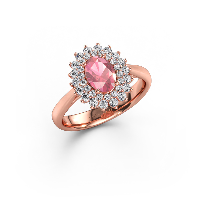 Bild av Förlovningsring Alina 1 585 roséguld Rosa turmalin 7x5 mm