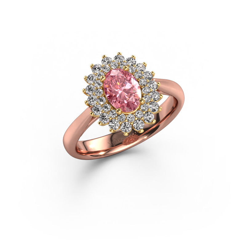 Image de Bague de fiançailles Alina 1 585 or rose Diamant synthétique roze 7x5 mm