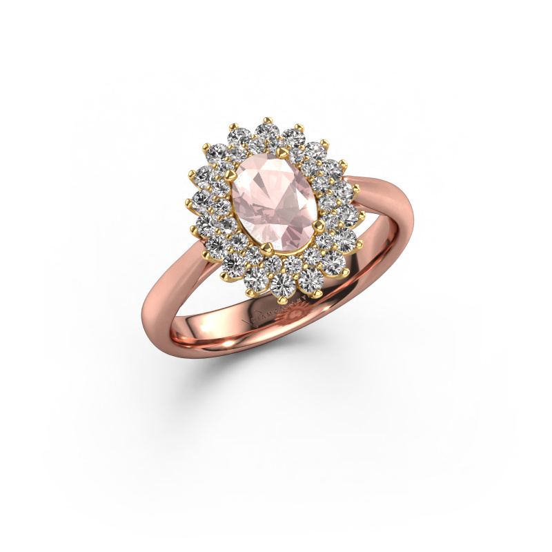 Bild von Verlobungsring Alina 1 585 Roségold Morganit Champagner 7x5 mm