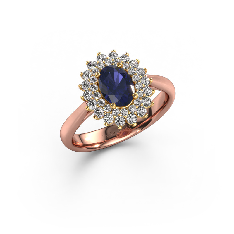 Image of Engagement ring Alina 1 585 rose gold Sapphire 7x5 mm