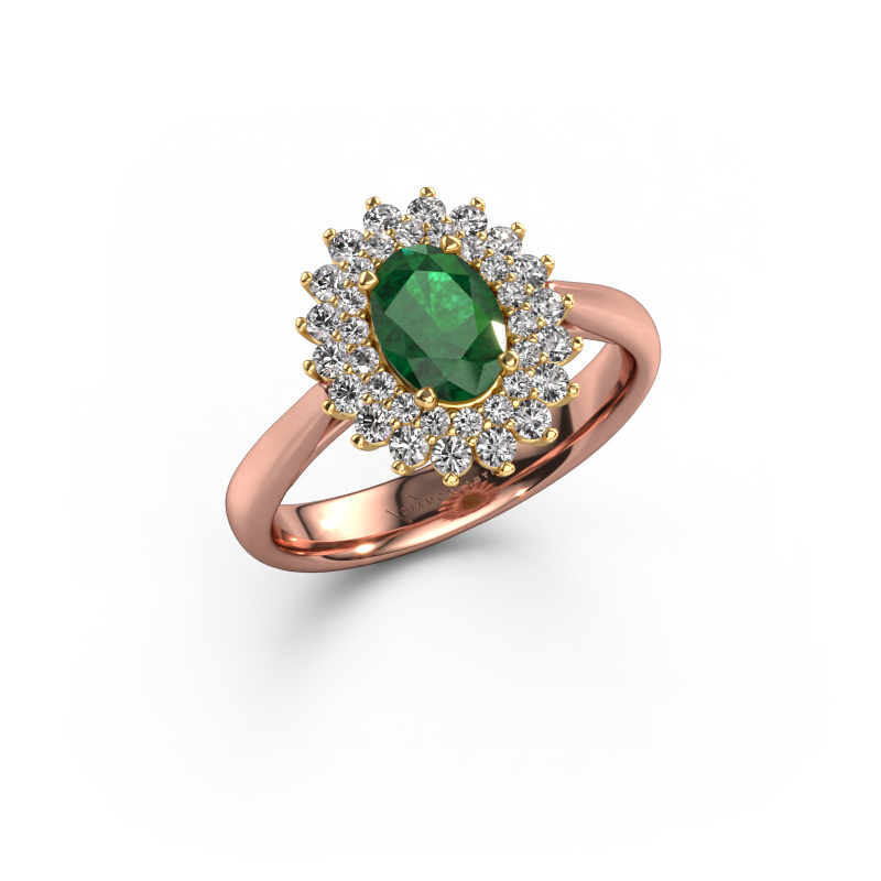 Image of Engagement ring Alina 1 585 rose gold Emerald 7x5 mm