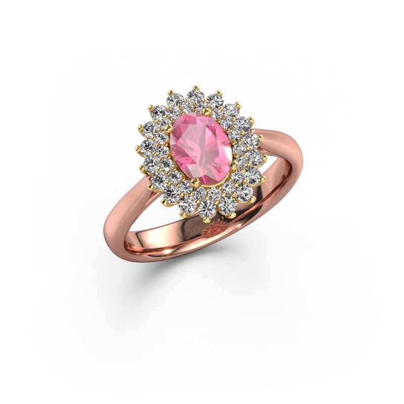Image of Engagement ring Alina 1 585 rose gold Pink sapphire 7x5 mm