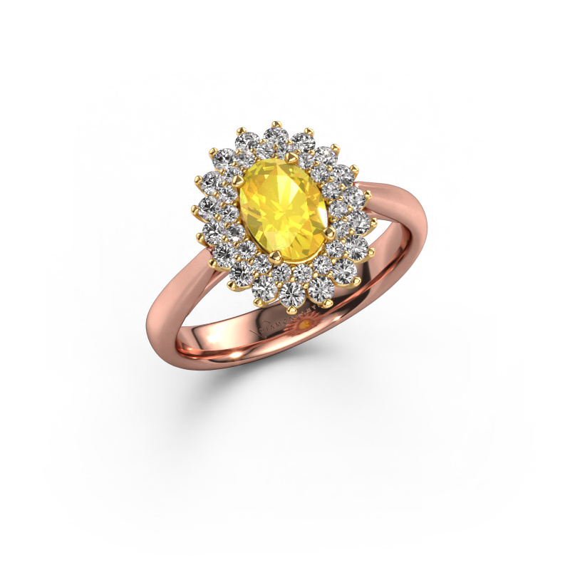 Image of Engagement ring Alina 1 585 rose gold Yellow sapphire 7x5 mm
