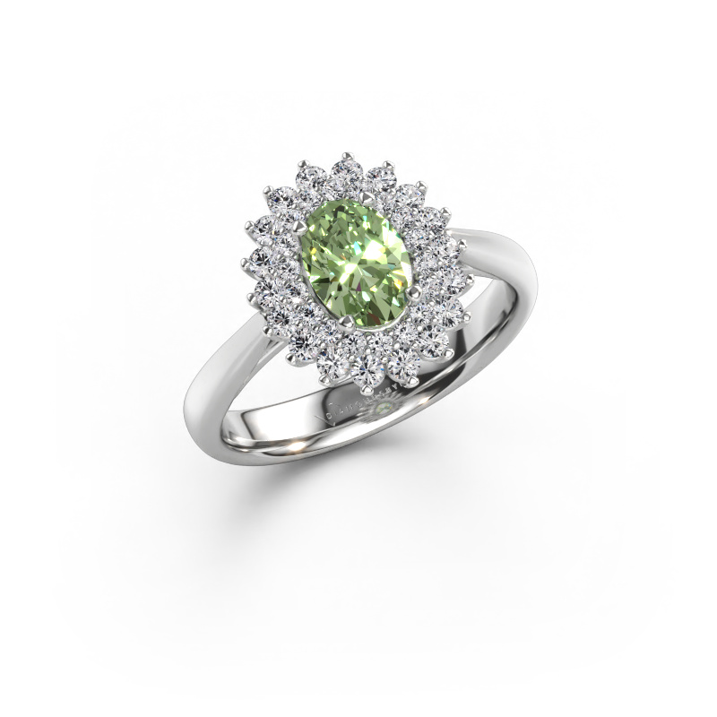Immagine di Anello di fidanzamento Alina 1 585 oro bianco Diamante lab grown verde 7x5 mm