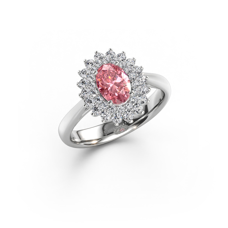 Bild av Förlovningsring Alina 1 585 vitt guld Rosa labbodlad diamant 7x5 mm