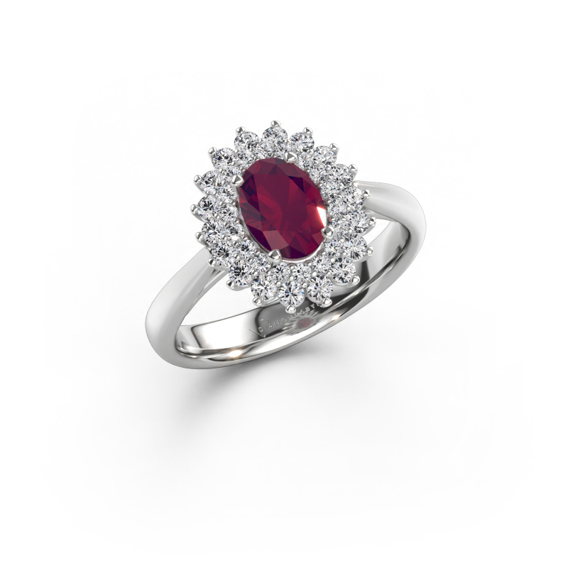 Immagine di Anello di fidanzamento Alina 1 585 oro bianco Rodolite 7x5 mm