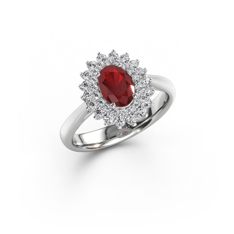 Immagine di Anello di fidanzamento Alina 1 585 oro bianco Rubino 7x5 mm