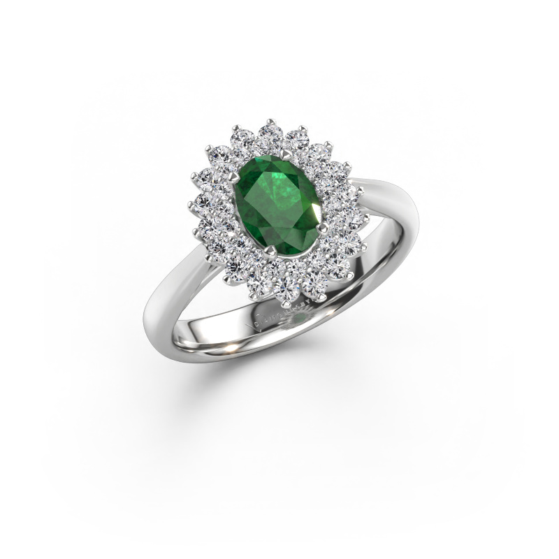 Immagine di Anello di fidanzamento Alina 1 585 oro bianco Smeraldo 7x5 mm