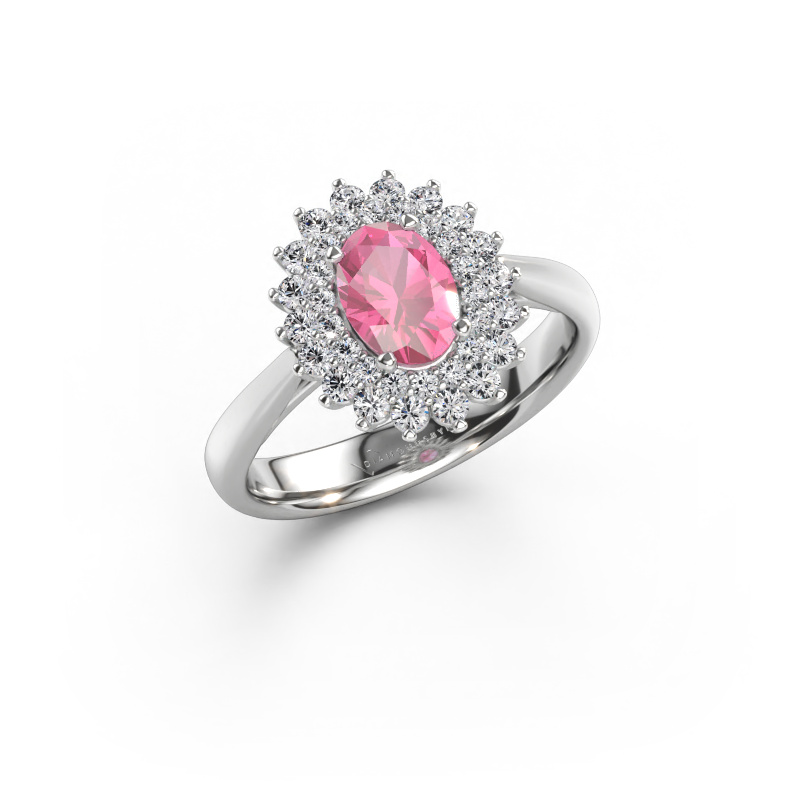 Bild av Förlovningsring Alina 1 585 vitt guld Rosa safir 7x5 mm