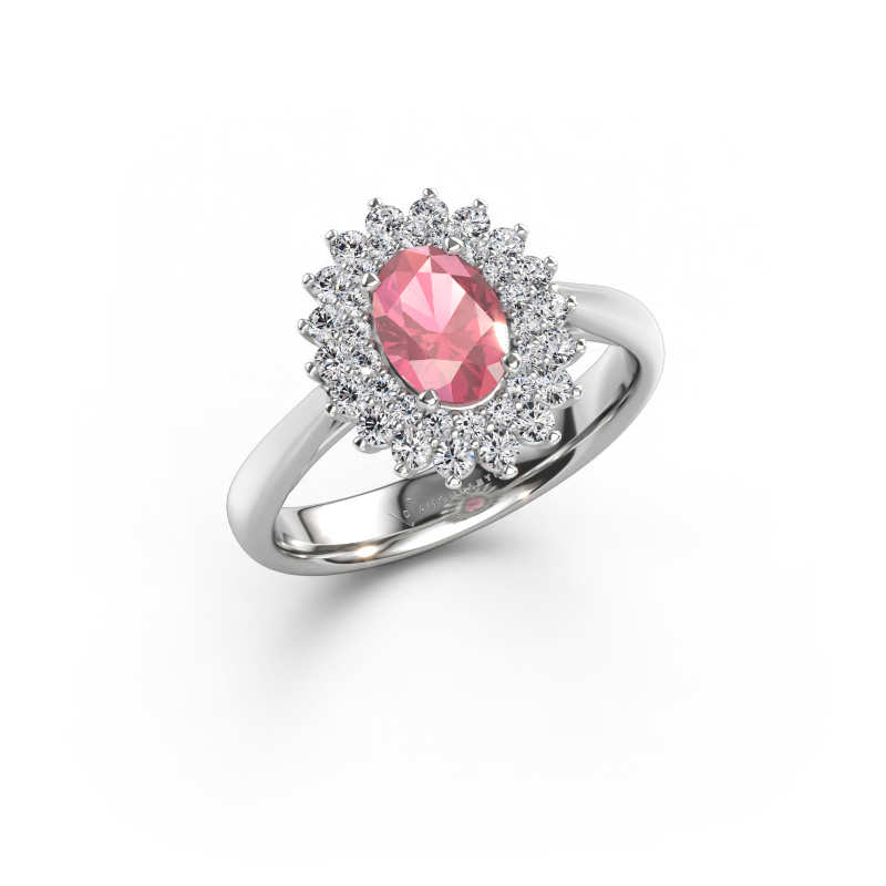 Bild av Förlovningsring Alina 1 585 vitt guld Rosa turmalin 7x5 mm