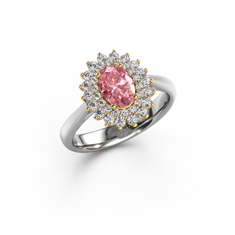 Image of Engagement ring Alina 1 585 white gold Pink lab grown diamond 7x5 mm