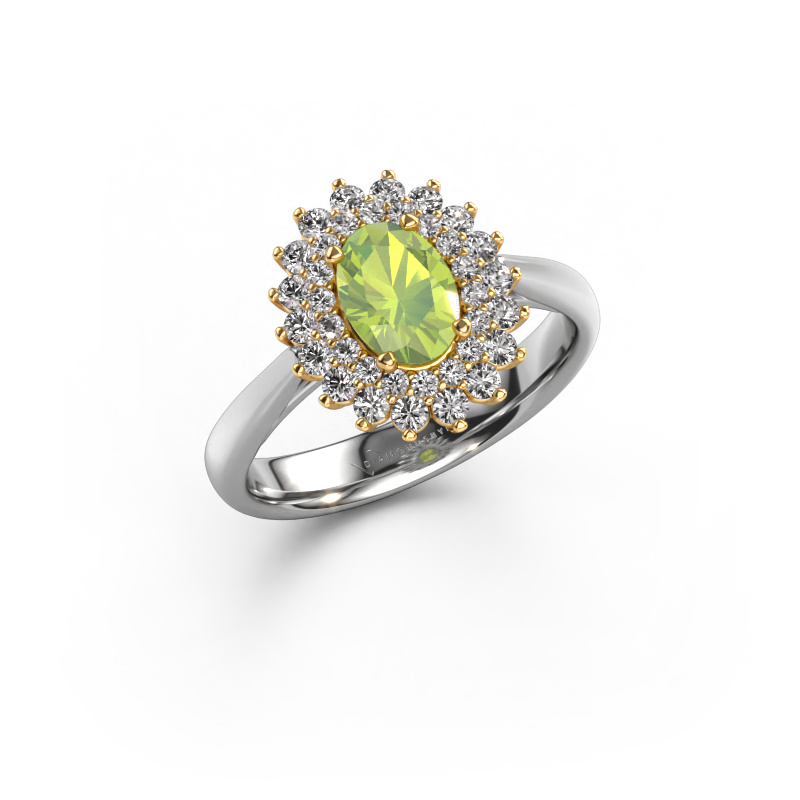 Image of Engagement ring Alina 1 585 white gold Peridot 7x5 mm