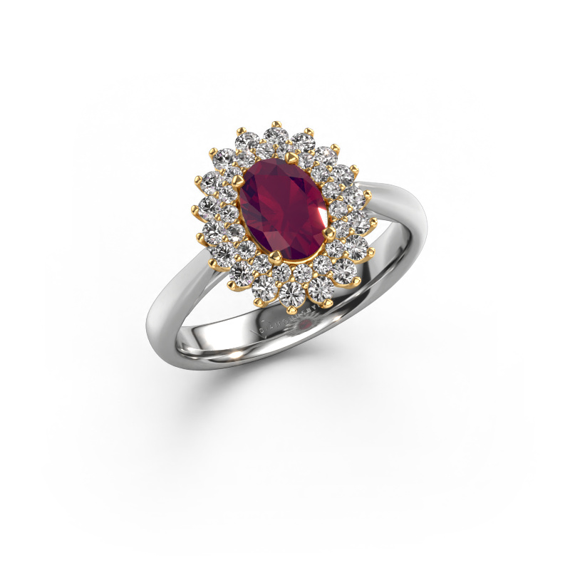 Image of Engagement ring Alina 1 585 white gold Rhodolite 7x5 mm