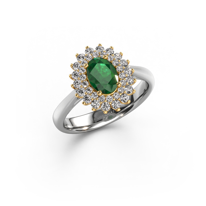 Image of Engagement ring Alina 1 585 white gold Emerald 7x5 mm