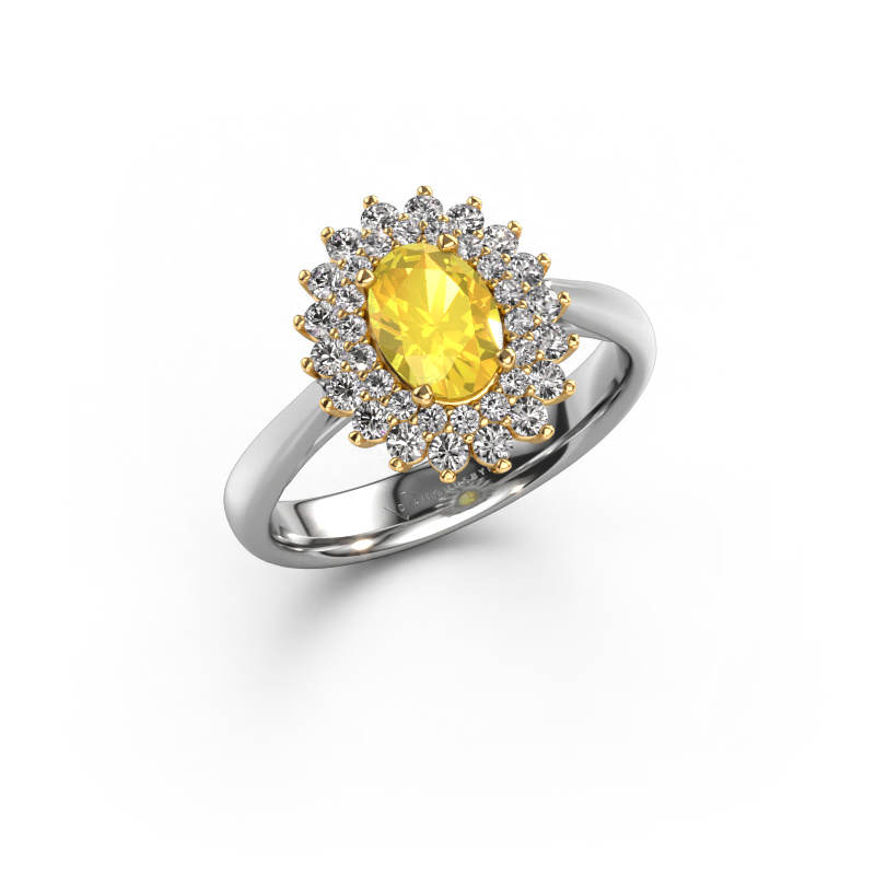 Image of Engagement ring Alina 1 585 white gold Yellow sapphire 7x5 mm
