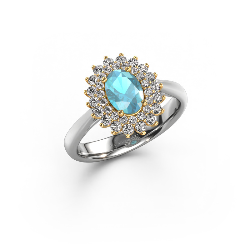 Image of Engagement ring Alina 1 585 white gold Blue topaz 7x5 mm