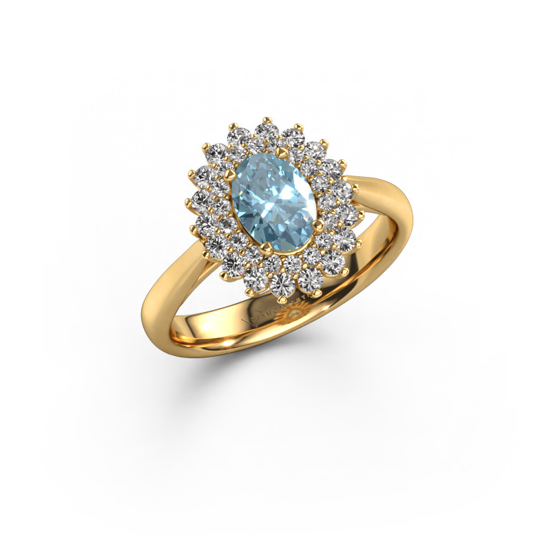 Image of Engagement ring Alina 1 585 gold Blue lab grown diamond 7x5 mm