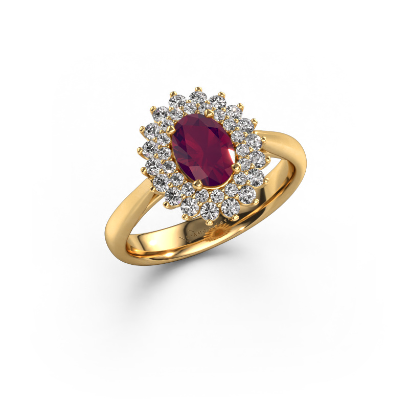 Image de Bague de fiançailles Alina 1 585 or jaune Rhodolite 7x5 mm