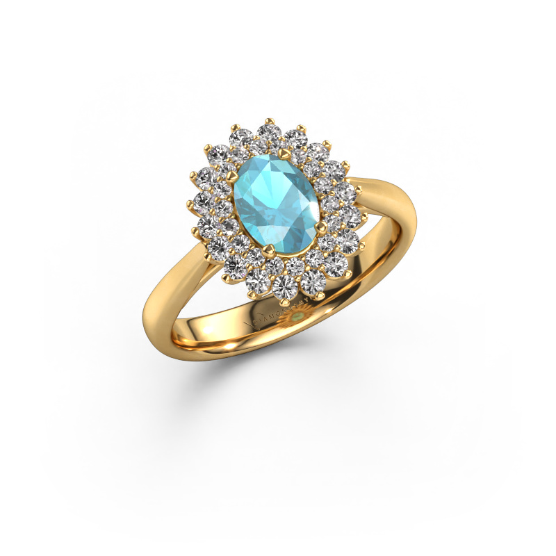 Image of Engagement ring Alina 1 585 gold Blue topaz 7x5 mm