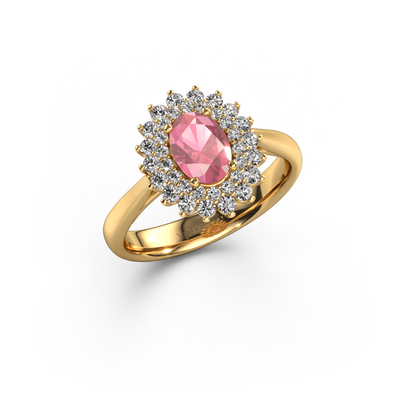 Image de Bague de fiançailles Alina 1 585 or jaune Rose tourmaline 7x5 mm