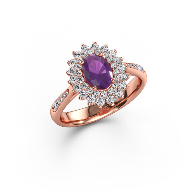 Immagine di Anello di fidanzamento Alina 2 585 oro rosa Ametista 7x5 mm